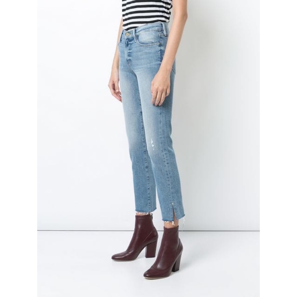 🆕Frame Le High raw edge slit rivet jeans